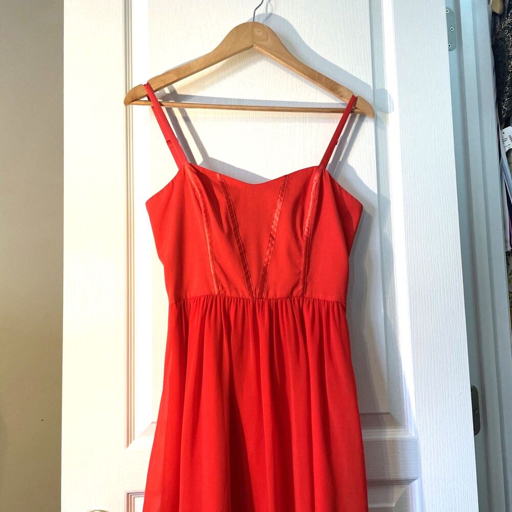 Bebe Women's  Orange Spaghetti Straps With Satin  Ribbon Size S